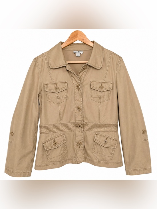 LOFT Jackets & Blazers - LOFT Tan Safari Style Feminine Utility Jacket with Cinched Waist Detailing 12